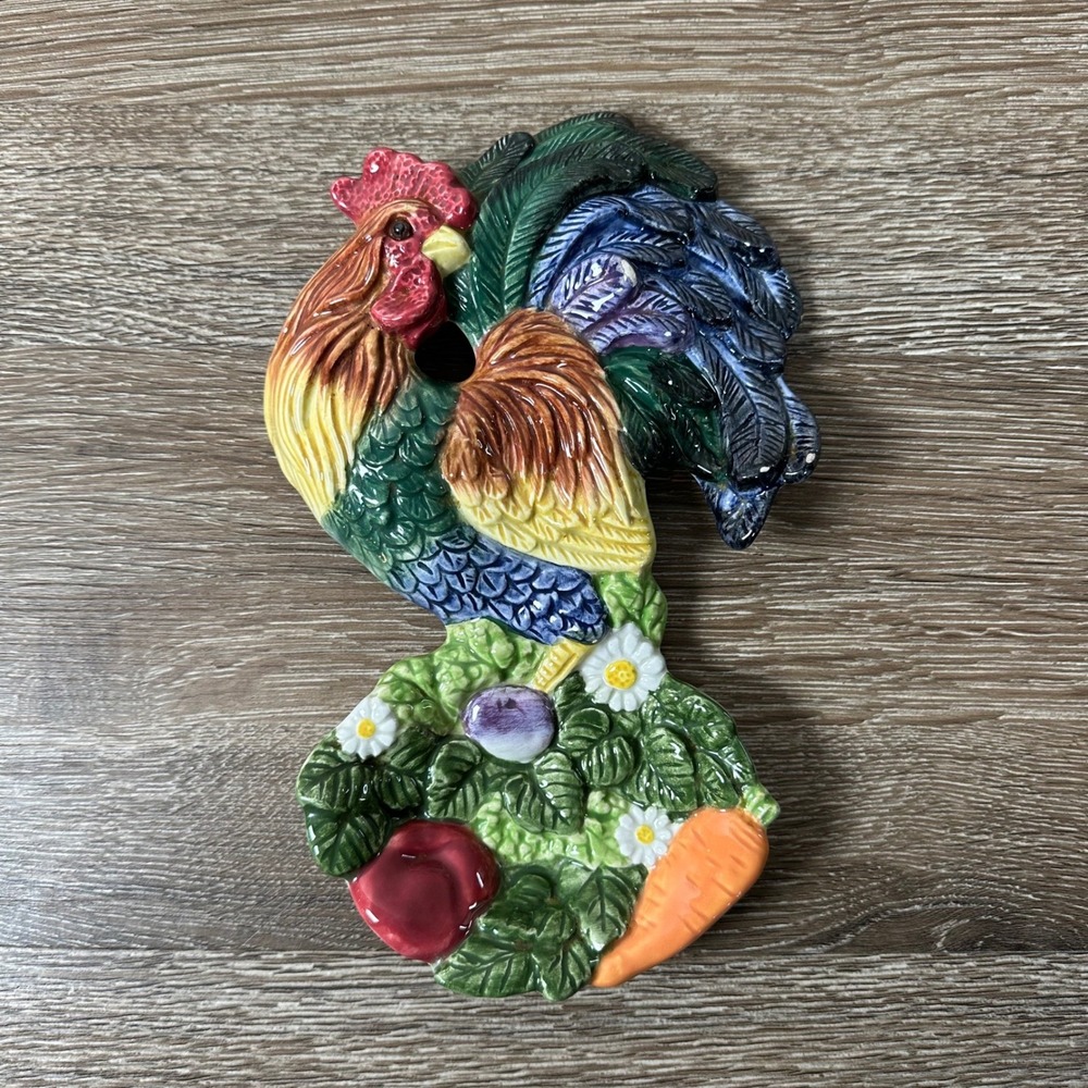 Vintage 1996 Fitz & Floyd Coq du Village Rooster Spoon Rest Wall Decor Chicken